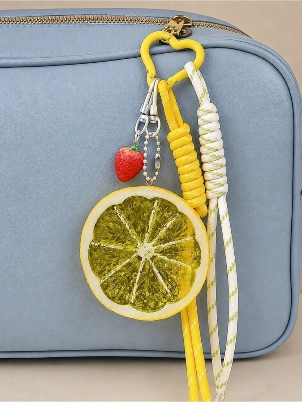 Lemon Slice Coin Purse Keychain Bag Charm Wristlet Strawberry Y2K